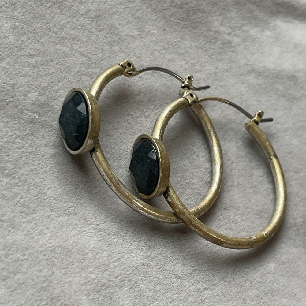 Elegant vintage Grey and Black Hoop Earrings